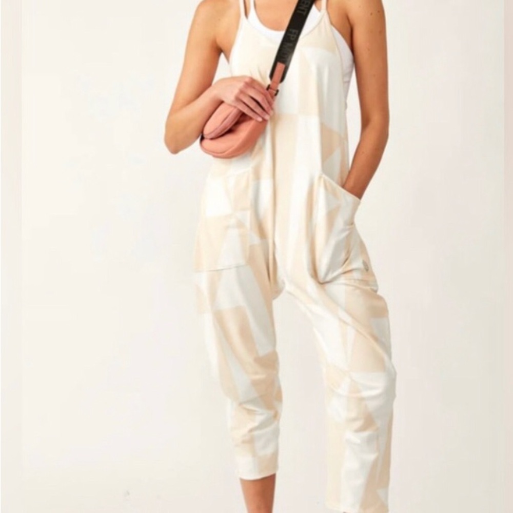 Cream Halter Jumpsuit with Cropped Tapered Legs